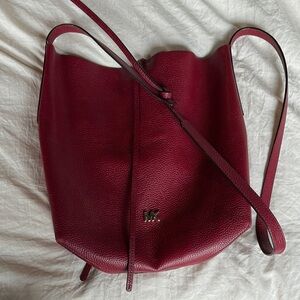 Michael Kors Burgundy Leather Bucket Bag